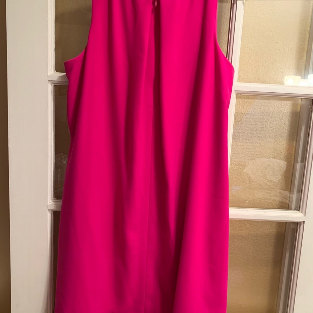 Lauren: bright pink A-line dress with pockets